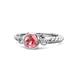 1 - Azalea Pink Tourmaline and Lab Grown Diamond Three Stone Engagement Ring 