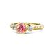 1 - Azalea Pink Tourmaline and Lab Grown Diamond Three Stone Engagement Ring 