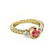 2 - Azalea Pink Tourmaline and Lab Grown Diamond Three Stone Engagement Ring 