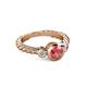 2 - Azalea Pink Tourmaline and Lab Grown Diamond Three Stone Engagement Ring 