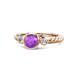1 - Azalea Amethyst and Lab Grown Diamond Three Stone Engagement Ring 