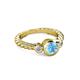 2 - Azalea Blue Topaz and Lab Grown Diamond Three Stone Engagement Ring 
