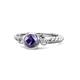 1 - Azalea Iolite and Lab Grown Diamond Three Stone Engagement Ring 