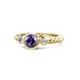 1 - Azalea Iolite and Lab Grown Diamond Three Stone Engagement Ring 
