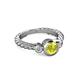 2 - Azalea Yellow Diamond and White Lab Grown Diamond Three Stone Engagement Ring 