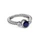 2 - Azalea Blue Sapphire and Lab Grown Diamond Three Stone Engagement Ring 