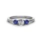 1 - Quyen 0.90 ctw (5.00 mm) Round Lab Grown Diamond and Iolite Three Stone Engagement Ring 