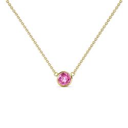 Merilyn Round Pink Sapphire Bezel Set Solitaire Pendant Round Pink Sapphire Bezel Set Womens Solitaire Pendant Necklace ct K Yellow GoldIncluded Inches K Yellow Gold Chain