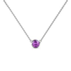 Merilyn Round Amethyst Bezel Set Solitaire Pendant Round Amethyst Bezel Set Womens Solitaire Pendant Necklace ct K White GoldIncluded Inches K White Gold Chain