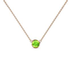 Merilyn Round Peridot Bezel Set Solitaire Pendant Round Peridot Bezel Set Womens Solitaire Pendant Necklace ct K Rose GoldIncluded Inches K Rose Gold Chain