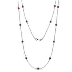 Lien 13Stn Red Garnet on Cable Necklace Stone Red Garnet ctw Womens Station Necklace K White Gold