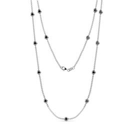 Lien 13Stn Black Diamond on Cable Necklace Stone Black Diamond ctw Womens Station Necklace K White Gold