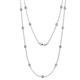 1 - Lien (13 Stn/3.4mm) Pink Sapphire and Lab Grown Diamond on Cable Necklace 
