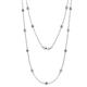 1 - Lien (13 Stn/3.4mm) Blue Topaz and Lab Grown Diamond on Cable Necklace 