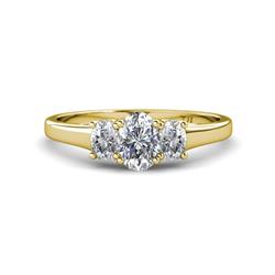 Orana x Oval Cut Diamond ctw Trellis Three Stone Engagement Ring Oval Cut x Diamond Trellis Three Stone Engagement Ring ctw K Yellow Gold