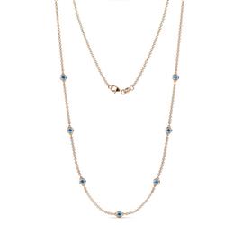 Salina 7Stn Blue Topaz on Cable Necklace Stone Blue Topaz ctw Womens Station Necklace K Rose Gold