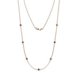 Salina 7Stn Iolite on Cable Necklace Stone Iolite ctw Womens Station Necklace K Rose Gold