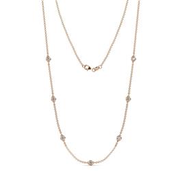 Salina 7Stn Diamond on Cable Necklace Stone Diamond ctw Womens Station Necklace K Rose Gold