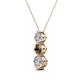 2 - Kesha (4.2mm) Round Smoky Quartz and Diamond Graduated Three Stone Drop Pendant 