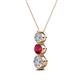 2 - Kesha (4.2mm) Round Ruby and Lab Grown Diamond Graduated Three Stone Drop Pendant 