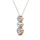 2 - Kesha (4.2mm) Round Aquamarine and Lab Grown Diamond Graduated Three Stone Drop Pendant 