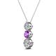 2 - Kesha (4.2mm) Round Amethyst and Lab Grown Diamond Graduated Three Stone Drop Pendant 