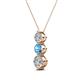 2 - Kesha (4.2mm) Round Blue Topaz and Lab Grown Diamond Graduated Three Stone Drop Pendant 