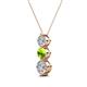 2 - Kesha (4.2mm) Round Peridot and Lab Grown Diamond Graduated Three Stone Drop Pendant 