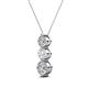 2 - Kesha (4.2mm) Round White Sapphire and Lab Grown Diamond Graduated Three Stone Drop Pendant 