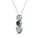 2 - Kesha (4.2mm) Round Blue Diamond and White Lab Grown Diamond Graduated Three Stone Drop Pendant 