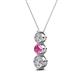 2 - Kesha (4.2mm) Round Pink Sapphire and Lab Grown Diamond Graduated Three Stone Drop Pendant 