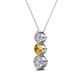 2 - Kesha (4.2mm) Round Citrine and Lab Grown Diamond Graduated Three Stone Drop Pendant 