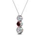 2 - Kesha (4.2mm) Round Red Garnet and Lab Grown Diamond Graduated Three Stone Drop Pendant 