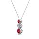 2 - Kesha (3.4mm) Round Ruby and Diamond Graduated Three Stone Drop Pendant 