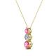 2 - Kesha (3.4mm) Round Pink Tourmaline and Diamond Graduated Three Stone Drop Pendant 