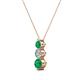 2 - Kesha (3.4mm) Round Emerald and Diamond Graduated Three Stone Drop Pendant 