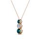 2 - Kesha (3.4mm) Round London Blue Topaz and Diamond Graduated Three Stone Drop Pendant 