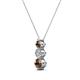 2 - Kesha (3.4mm) Round Smoky Quartz and Diamond Graduated Three Stone Drop Pendant 