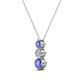 2 - Kesha (3.4mm) Round Tanzanite and Diamond Graduated Three Stone Drop Pendant 