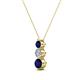 2 - Kesha (3.4mm) Round Blue Sapphire and Lab Grown Diamond Graduated Three Stone Drop Pendant 