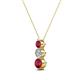 2 - Kesha (3.4mm) Round Ruby and Lab Grown Diamond Graduated Three Stone Drop Pendant 