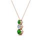 2 - Kesha (3.4mm) Round Green Garnet and Lab Grown Diamond Graduated Three Stone Drop Pendant 