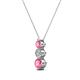 2 - Kesha (3.4mm) Round Pink Tourmaline and Lab Grown Diamond Graduated Three Stone Drop Pendant 