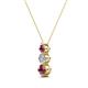 2 - Kesha (3.4mm) Round Rhodolite Garnet and Lab Grown Diamond Graduated Three Stone Drop Pendant 