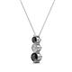 2 - Kesha (3.4mm) Round Black Diamond and White Lab Grown Diamond Graduated Three Stone Drop Pendant 