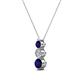 2 - Kesha (3.4mm) Round Blue Sapphire and Lab Grown Diamond Graduated Three Stone Drop Pendant 