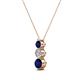 2 - Kesha (3.4mm) Round Blue Sapphire and Diamond Graduated Three Stone Drop Pendant 