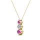 2 - Kesha (3.4mm) Round Pink Sapphire and Diamond Graduated Three Stone Drop Pendant 