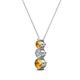 2 - Kesha (3.4mm) Round Citrine and Diamond Graduated Three Stone Drop Pendant 