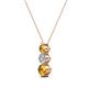 2 - Kesha (3.4mm) Round Citrine and Diamond Graduated Three Stone Drop Pendant 